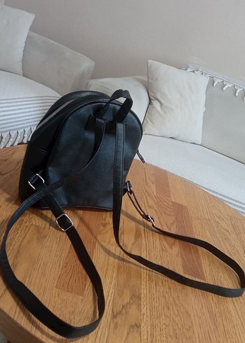 Siyah Deri Kadın Sırt Çantası - Görsel 6