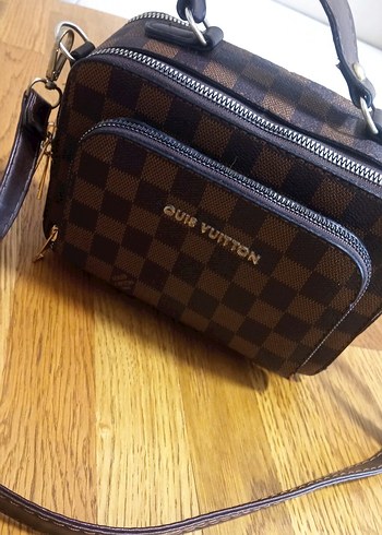 Kahverengi Deri Kareli Kadın Çanta - Görsel 2