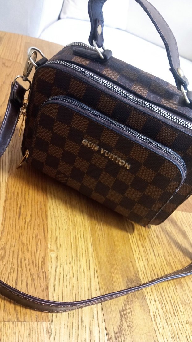 Kahverengi Deri Kareli Kadın Çanta - Görsel 2