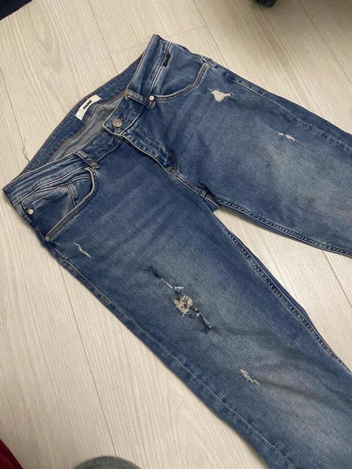 Kadın Mavi Denim Düşük Bel Pantolon - Görsel 2