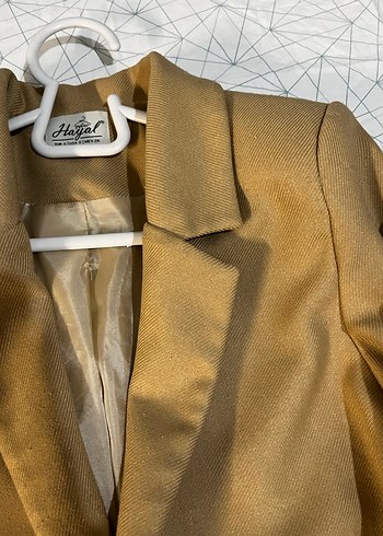 s Beden camel Renk Düğmeli Kahverengi Kadın Blazer Ceket