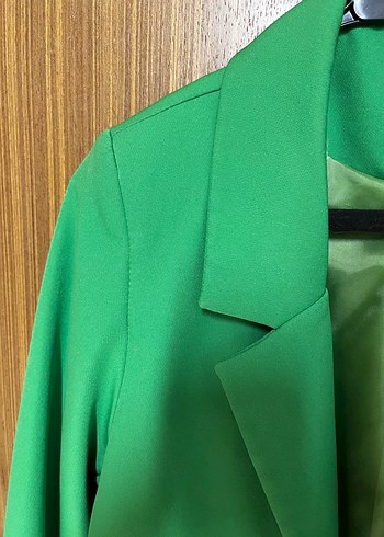 m Beden yeşil Renk Düğmeli Yeşil Kadın Blazer Ceket