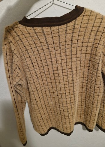 Düğmeli Kahverengi Kadın Triko Hırka - Görsel 3