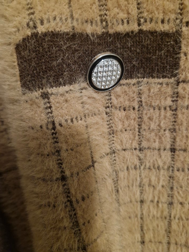 Düğmeli Kahverengi Kadın Triko Hırka - Görsel 5