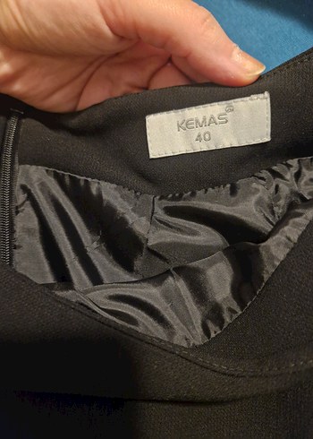 Kemas kadın Siyah Midi Kumaş Etek - Görsel 4