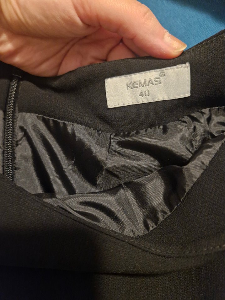 Kemas kadın Siyah Midi Kumaş Etek - Görsel 4