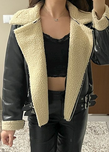 Kahverengi Kürklü Deri Kadın Ceket - Görsel 2