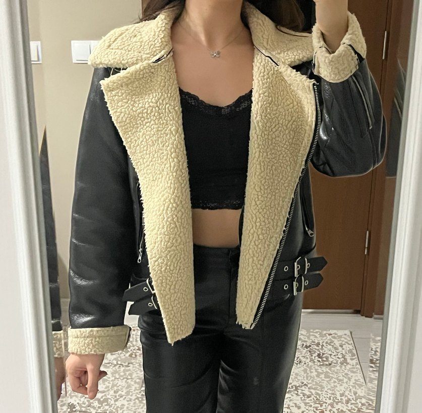 Kahverengi Kürklü Deri Kadın Ceket - Görsel 2