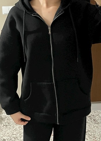 Siyah Fermuarlı Kadın Sweatshirt - Görsel 3