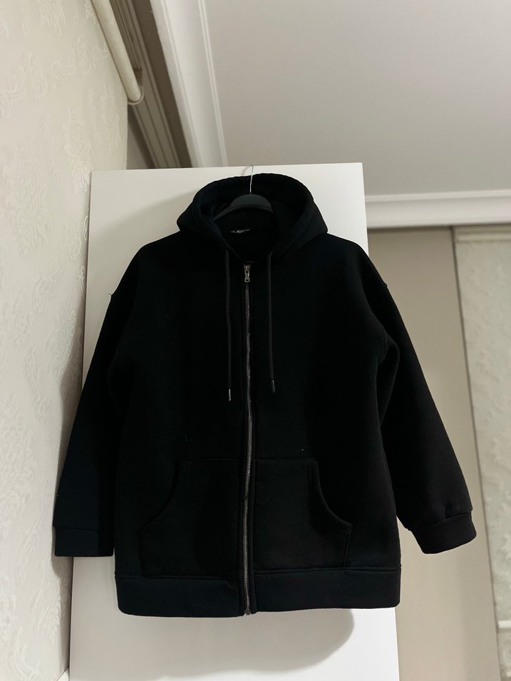 Siyah Fermuarlı Kadın Sweatshirt - Görsel 4