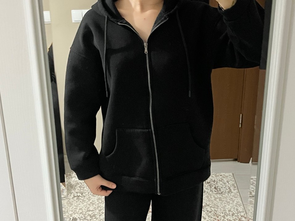 Siyah Fermuarlı Kadın Sweatshirt - Görsel 3