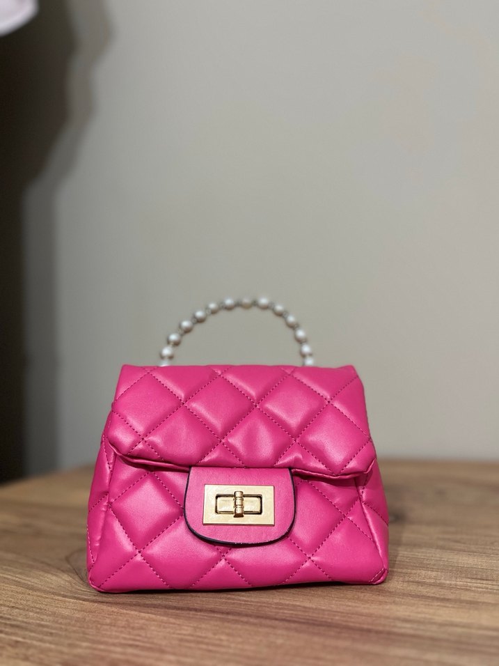 Pembe Deri Kapitone Kadın Çanta - Görsel 2