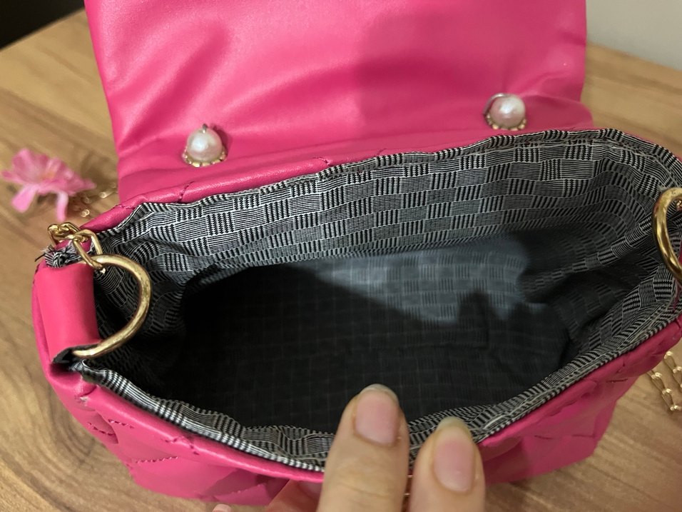 Pembe Deri Kapitone Kadın Çanta - Görsel 4