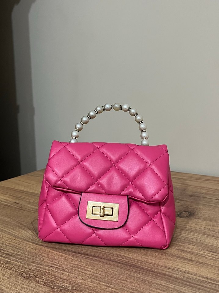 Pembe Deri Kapitone Kadın Çanta - Görsel 3