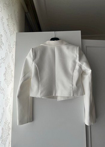 Beyaz Mini Kadın Blazer Ceket - Görsel 8