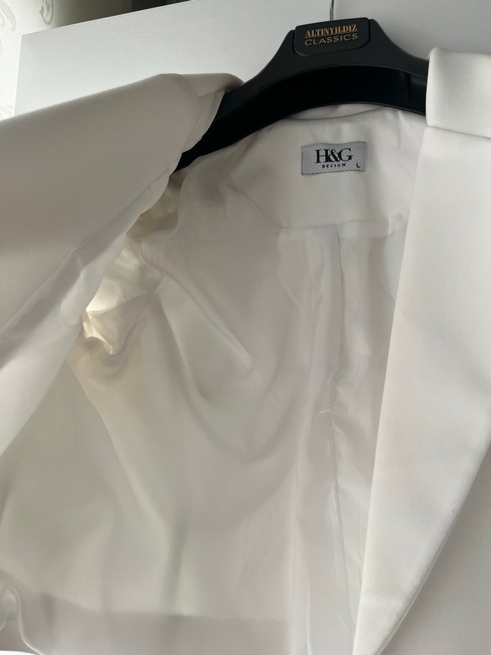Beyaz Mini Kadın Blazer Ceket - Görsel 3