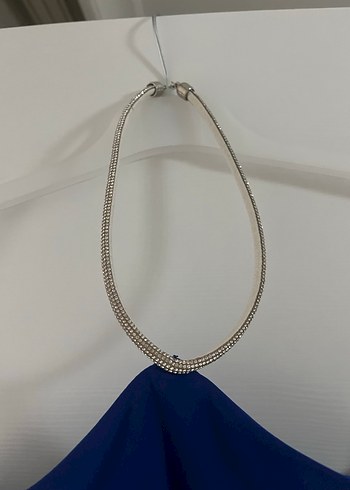 Mavi Drapeli Straplez Uzun Abiye Elbise - Görsel 7