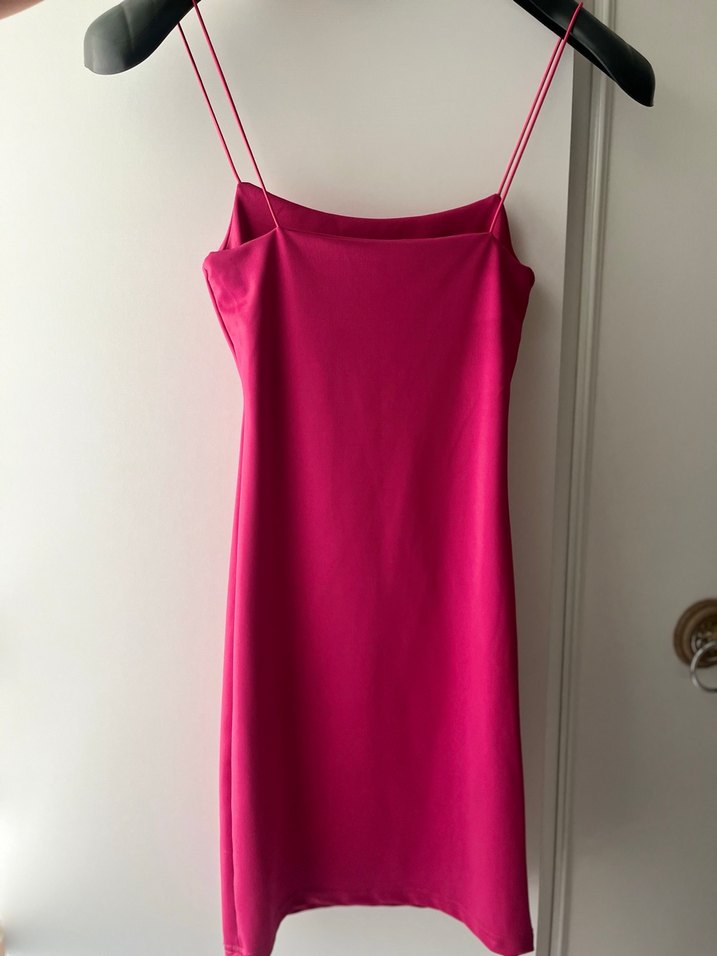 Pembe İnce Askılı Midi Elbise - Görsel 2