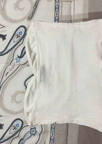 Beyaz Fırfırlı Straplez Keten Mini Bluz - Görsel 4