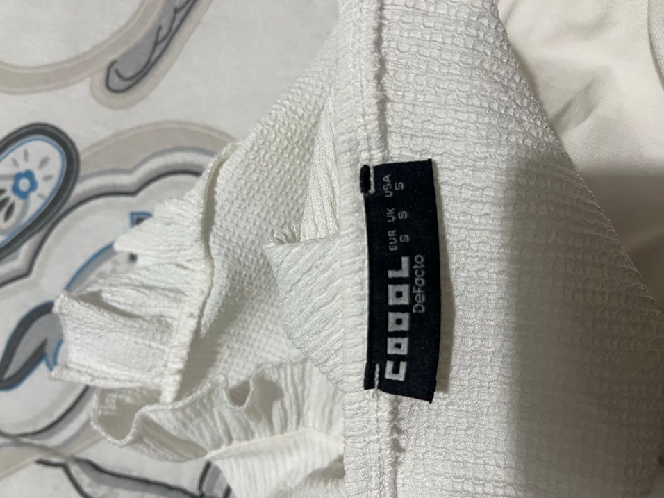 Beyaz Fırfırlı Straplez Keten Mini Bluz - Görsel 5