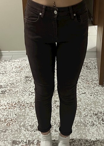 Kahverengi Regular Fit Midi Kadın Kot Pantolon - Görsel 2