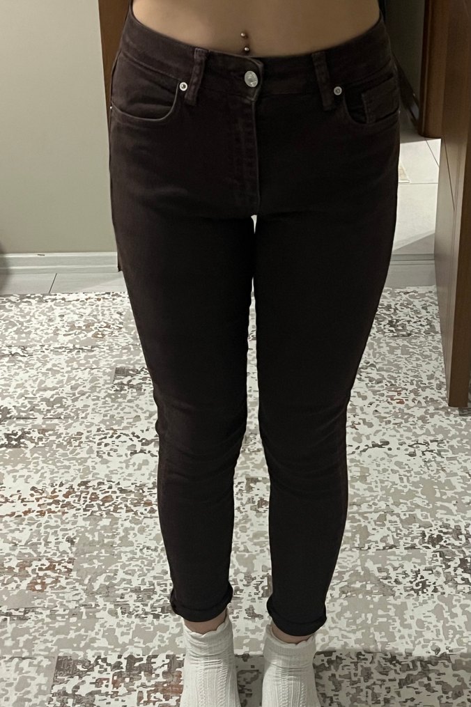 Kahverengi Regular Fit Midi Kadın Kot Pantolon - Görsel 2