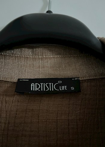 Düğmeli Kolsuz Kahverengi Keten Gömlek - Görsel 2