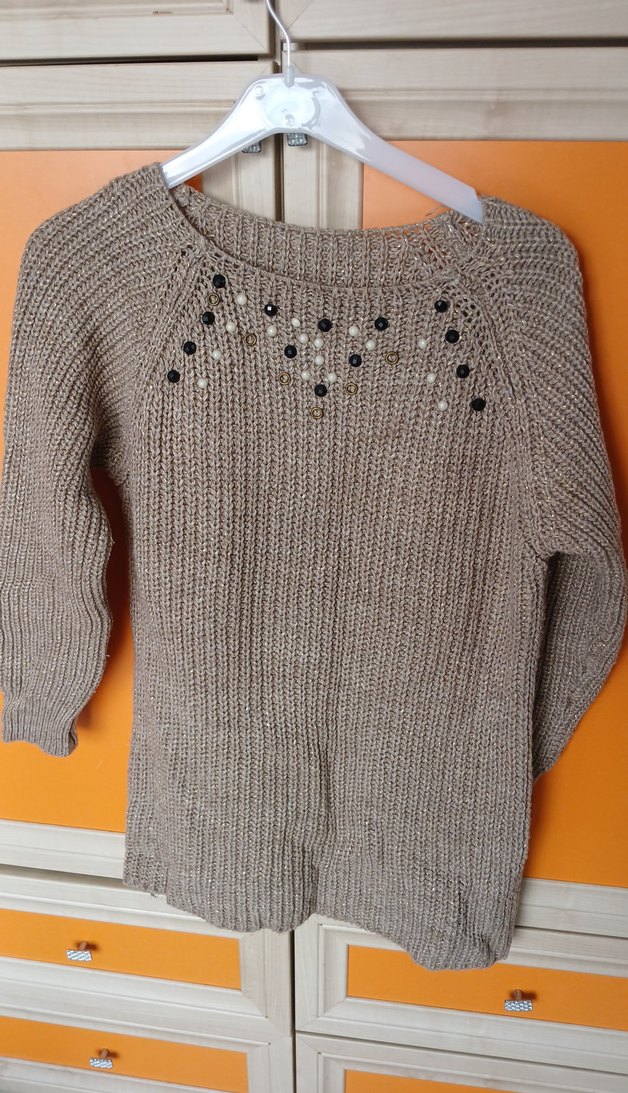 Bej Kadın Triko Uzun Kollu Kazak - Görsel 2