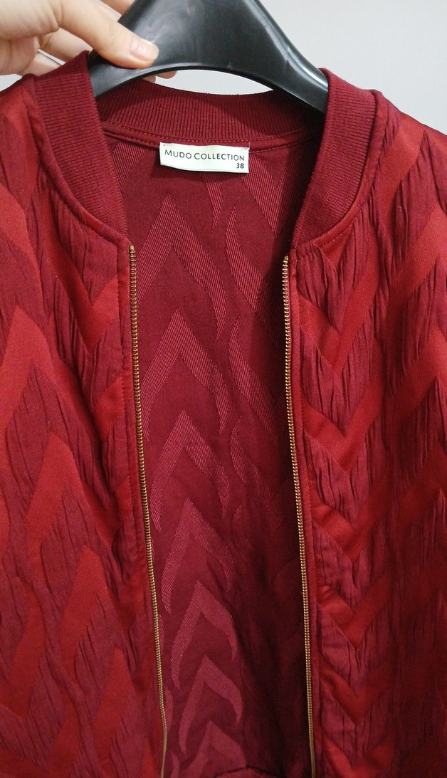 Bordo Fermuarlı Kadın Ceket - Görsel 3