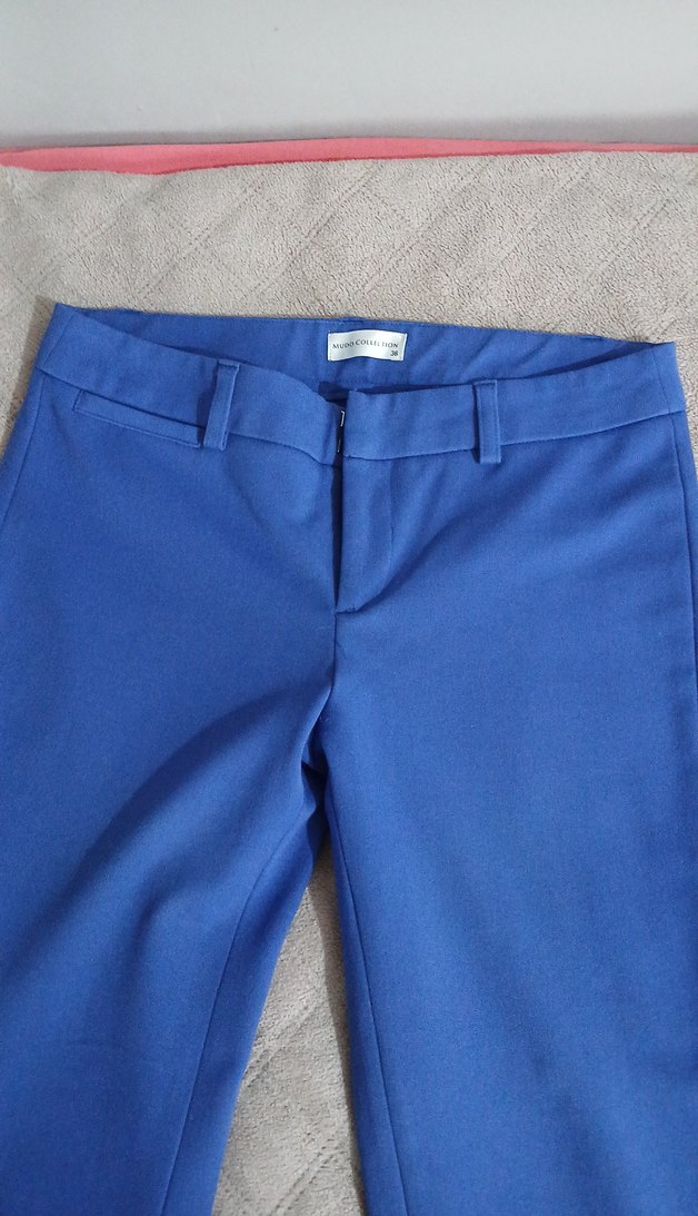 Mavi Kadın Kumaş Pantolon, Normal Boy, Fermuarlı - Görsel 4