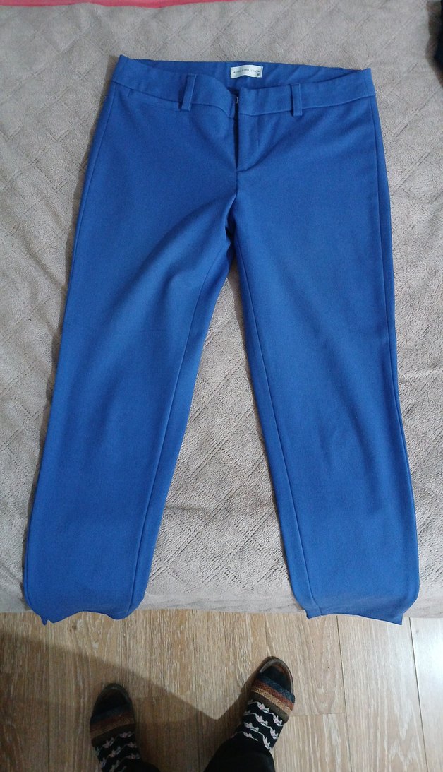 Mavi Kadın Kumaş Pantolon, Normal Boy, Fermuarlı - Görsel 2