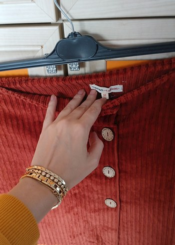 Düğmeli Kadın Kahverengi Mini Etek - Görsel 4