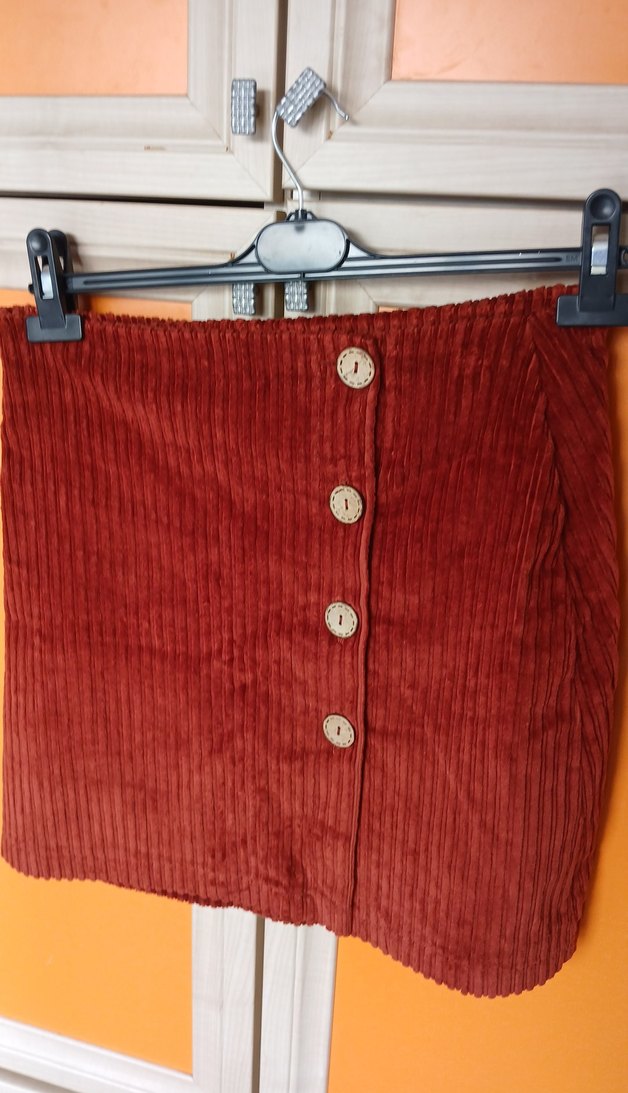 Düğmeli Kadın Kahverengi Mini Etek - Görsel 3