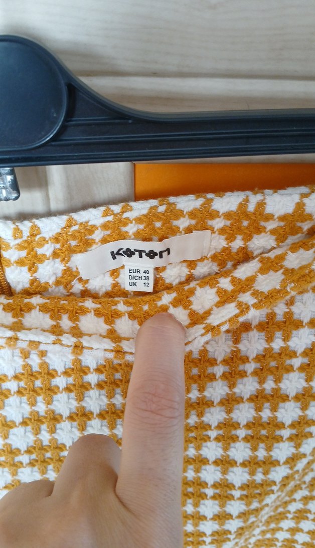 Sarı Ekose Örgü Mini Etek - Görsel 4