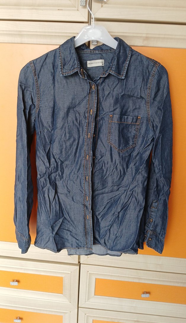 Düğmeli Kot Kadın Gömlek - Görsel 2