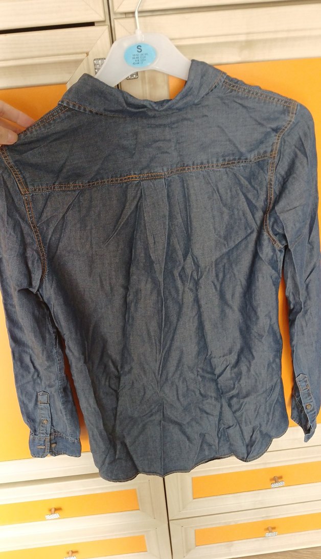 Düğmeli Kot Kadın Gömlek - Görsel 4