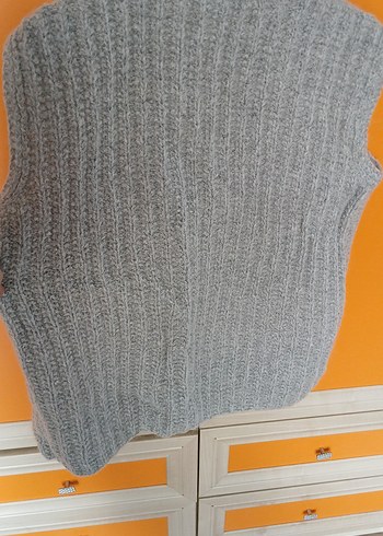 Gri El Örgüsü Yelek - Görsel 5