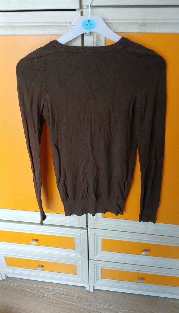 Kahverengi V Yaka Kadın triko Kazak - Görsel 4