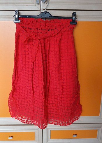 Kırmızı Fırfırlı Etek yazlık - Görsel 2