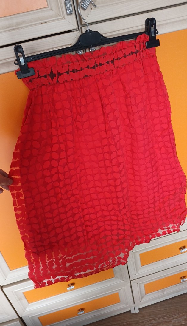 Kırmızı Fırfırlı Etek yazlık - Görsel 4