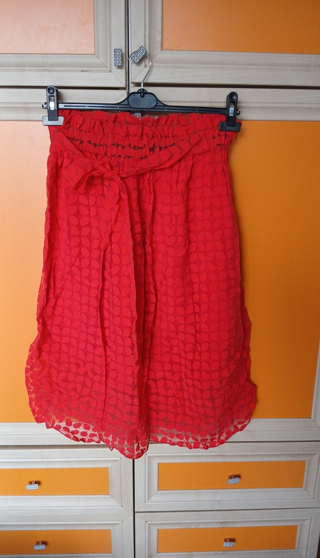 Kırmızı Fırfırlı Etek yazlık - Görsel 2