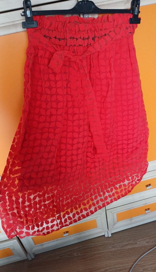 Kırmızı Fırfırlı Etek yazlık - Görsel 3