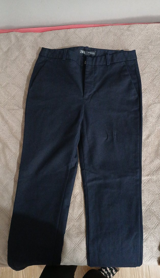 Lacivert Midi Denim Kadın Kumaş Pantolon - Görsel 2