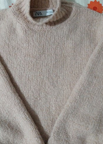 Pembe Boğazlı Triko Kadın Kazak - Görsel 2