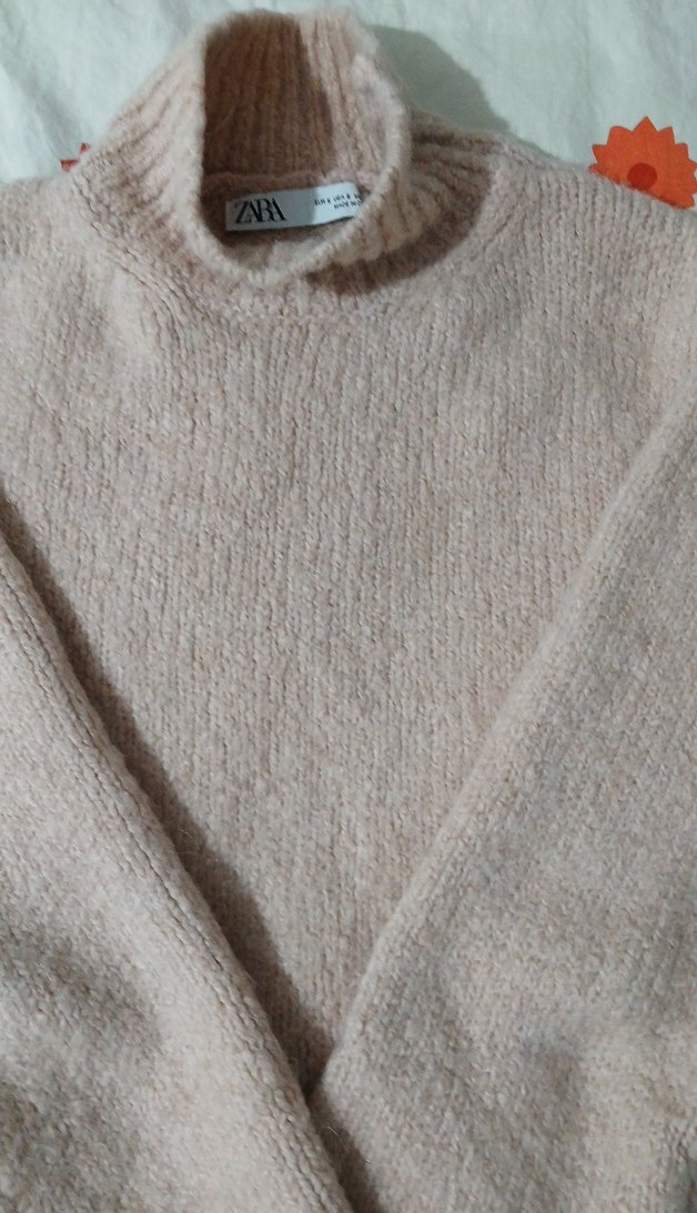 Pembe Boğazlı Triko Kadın Kazak - Görsel 2