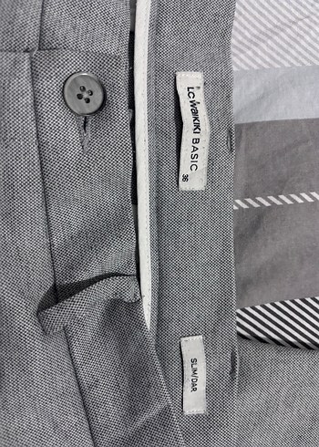 Gri Erkek Slim Fit Düğmeli Pantolon