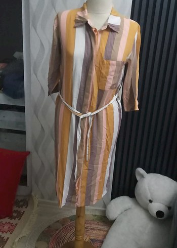 Bohem Çok Renkli Uzun Kemerli Elbise