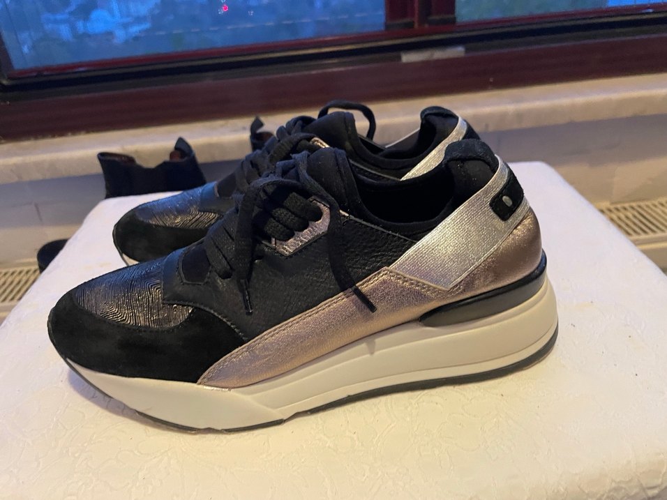 Yılan Desenli Siyah Spor Platform Sneakers - Görsel 3