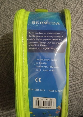 Renkli Fermuarlı Yüzücü Gözlüğü - Bermuda L/XL - Görsel 3