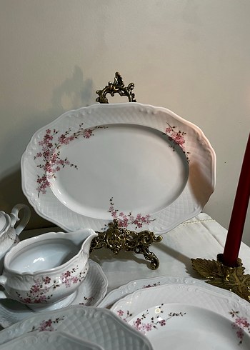 Alman damga 6 kişilik Beyaz Çiçek Desenli Porselen Yemek Takımı - Görsel 6